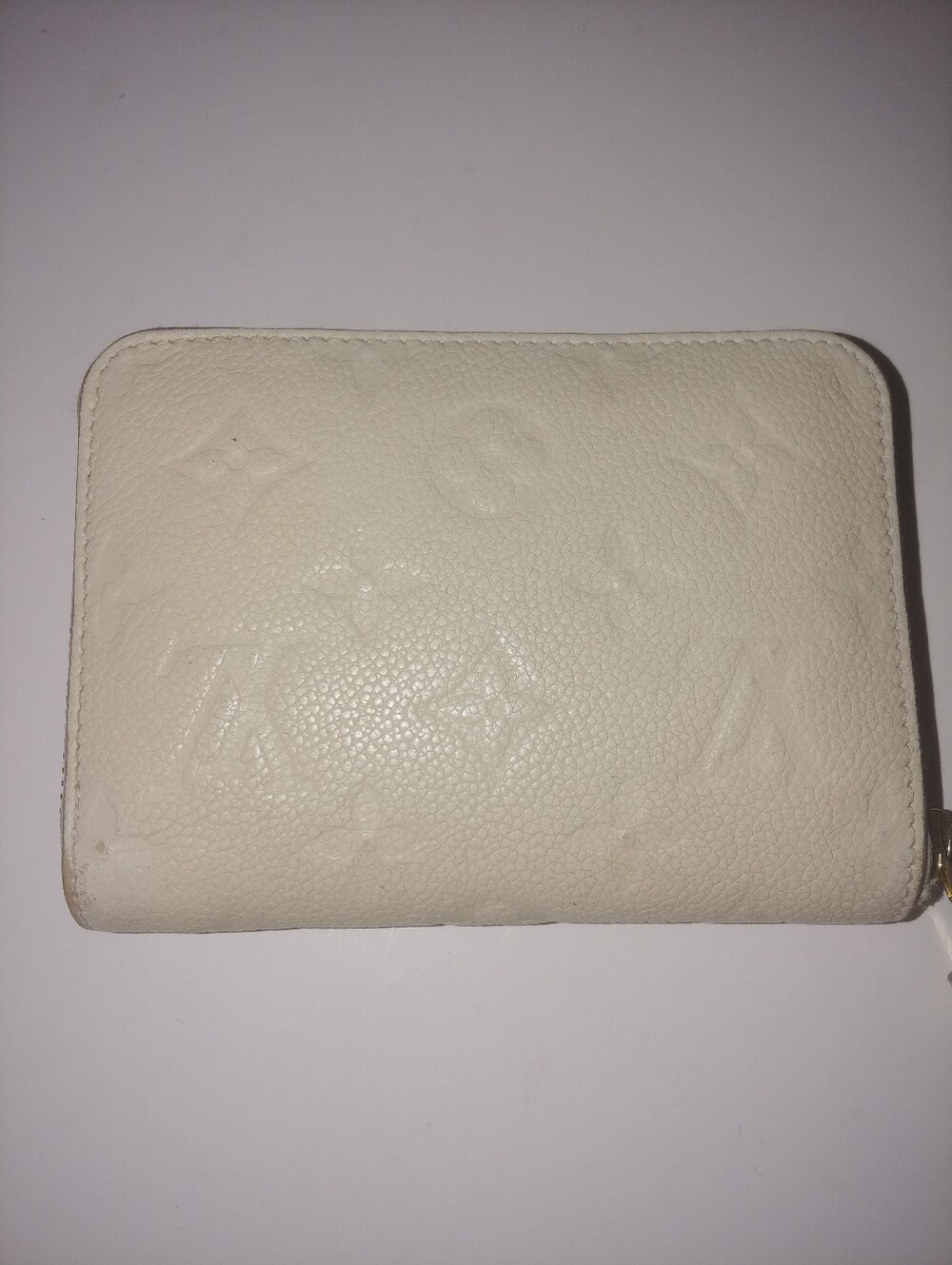 Louis Vuitton Cream Embossed Monogram Compact Zip Wallet
